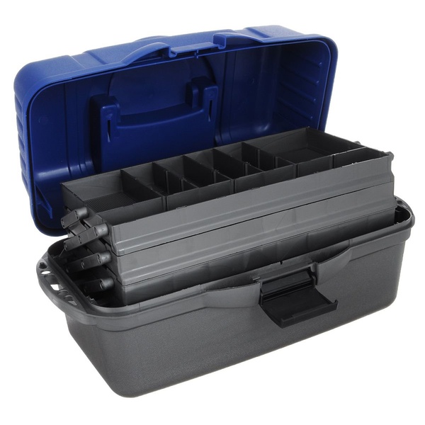 Ящик рыболова Helios трехполочный синий