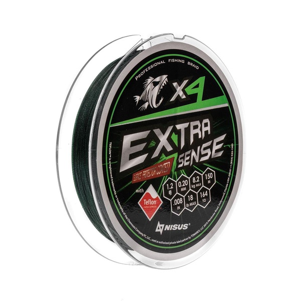 Шнур Nisus Extrasense X4 PE Green (150м) 0.2 мм