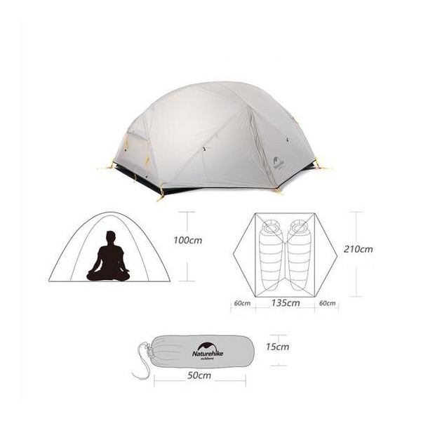Палатка Naturehike Mongar NH17T007-M зелёно-белый, 20D