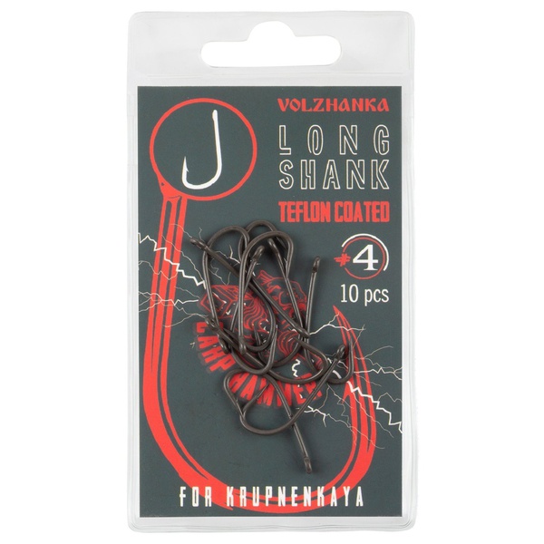 Крючок Волжанка Long Shank Teflon (10шт/уп) №4
