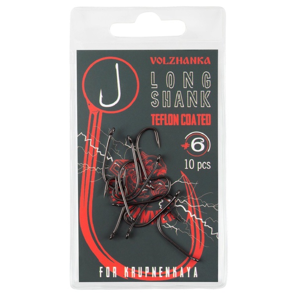 Крючок Волжанка Long Shank Teflon (10шт/уп) №6