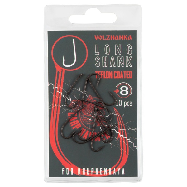 Крючок Волжанка Long Shank Teflon (10шт/уп) №8