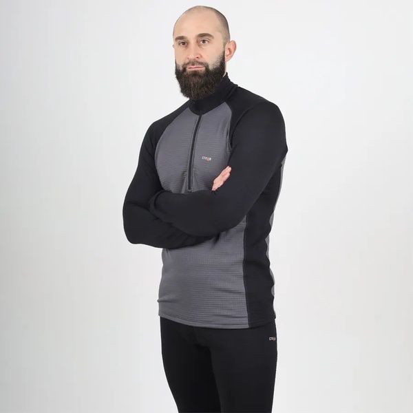 Термофутболка Сплав Active Polartec Power Grid L/S мод 2 черно-серый