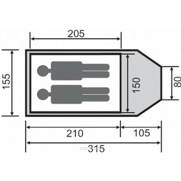 Палатка Вейл-2 (Vail 2) khaki 517/yellow 409