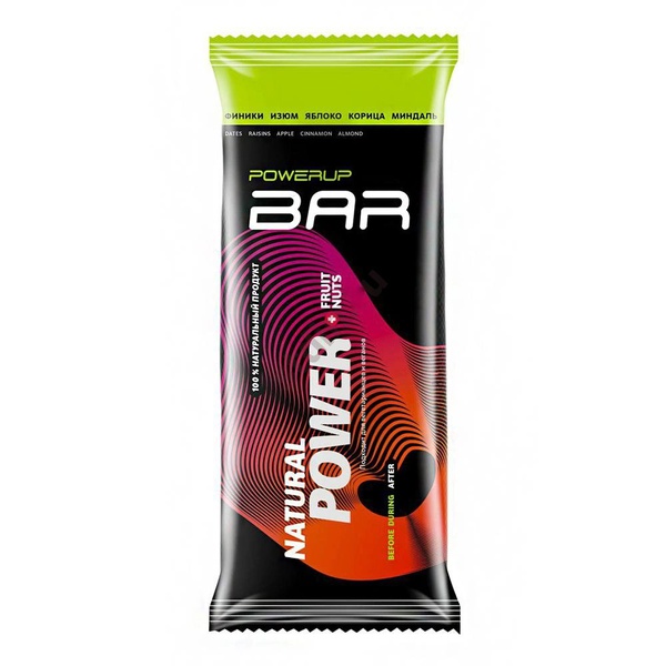 Батончик энергетический PowerUp Bar Fruit+Nuts (50 гр) Финики, изюм ...