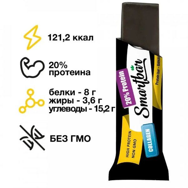 Батончик протеиновый SmartBar Protein (40 гр) Банан в темной глазури