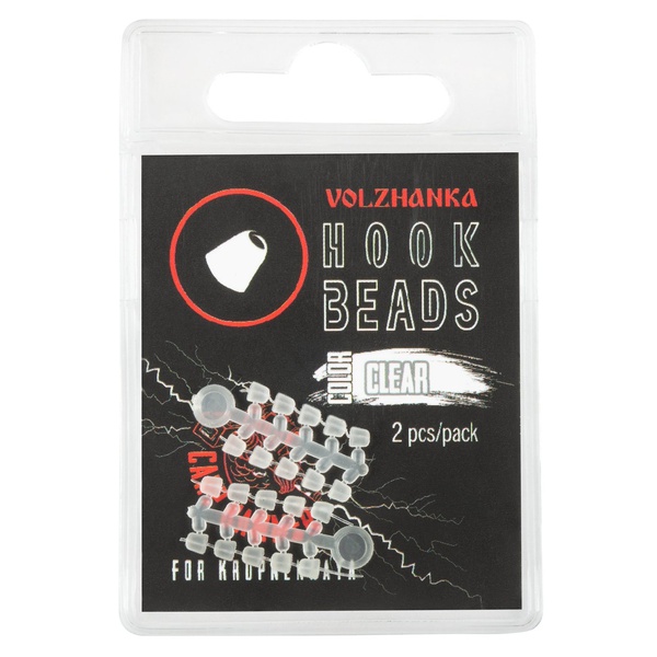 Стопор для размещения на крючке Волжанка Volzhanka Hook Beads (2шт/уп) Clear