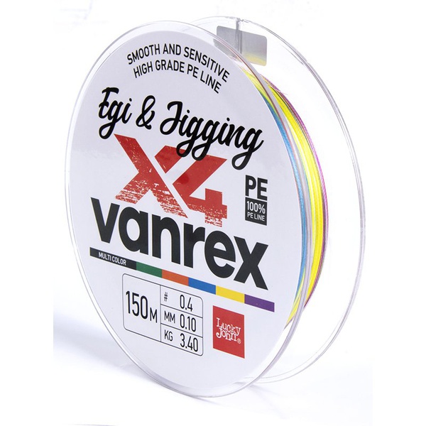 Леска плетёная Lucky John Vanrex Egi & Jigging х4 Braid Multi Color 150/010