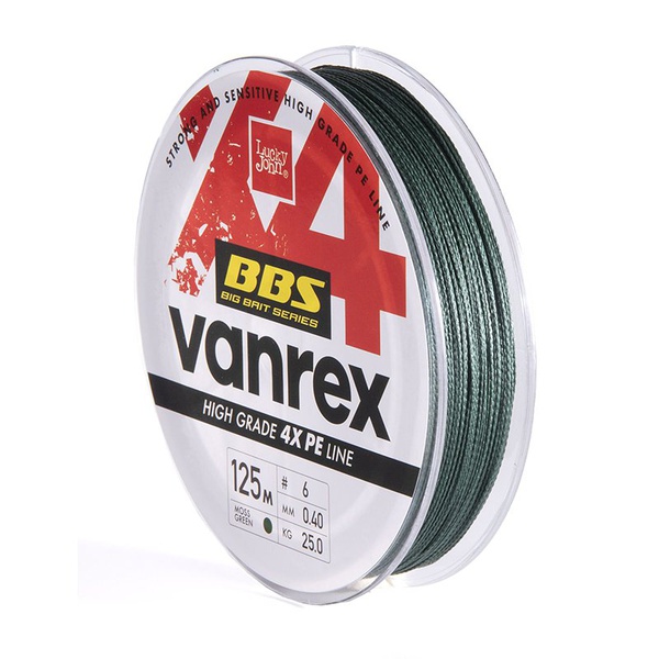 Леска плетёная Lucky John Vanrex BBS х4 Braid Moss Green 125/040