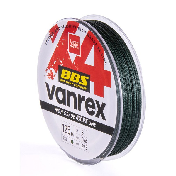 Леска плетёная Lucky John Vanrex BBS х4 Braid Moss Green 125/045