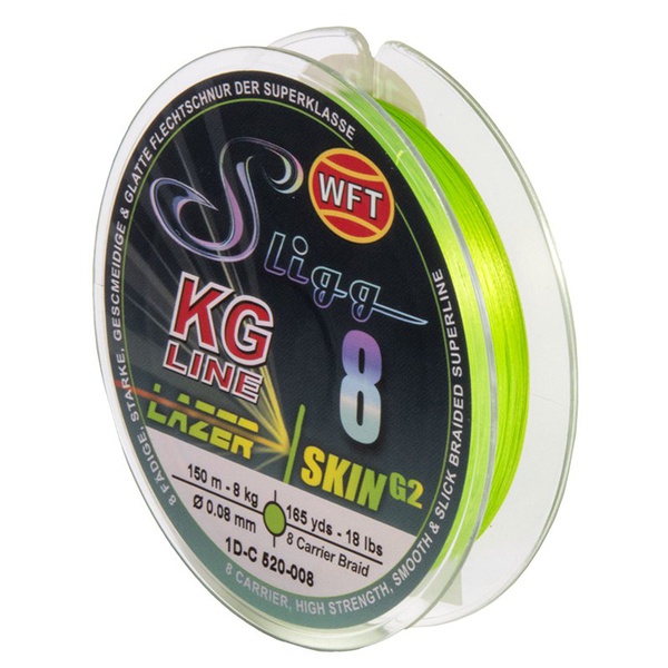 Леска плетёная WFT Kg Sligg Lazer Skin G2 x8 Chartreuse 150/006