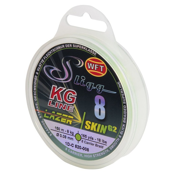 Леска плетёная WFT Kg Sligg Lazer Skin G2 x8 Chartreuse 150/008