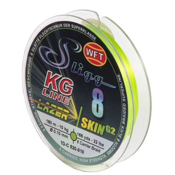 Леска плетёная WFT Kg Sligg Lazer Skin G2 x8 Chartreuse 150/010