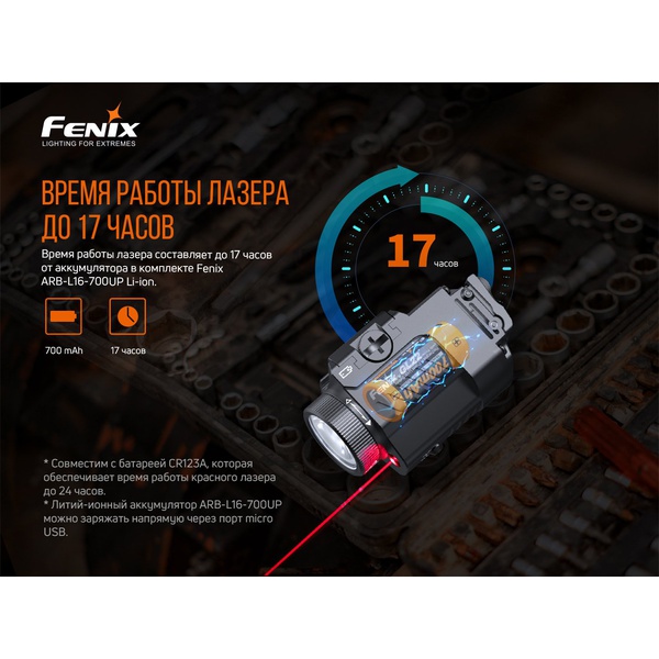 Фонарь пистолетный Fenix GL22 (c красным лазером)