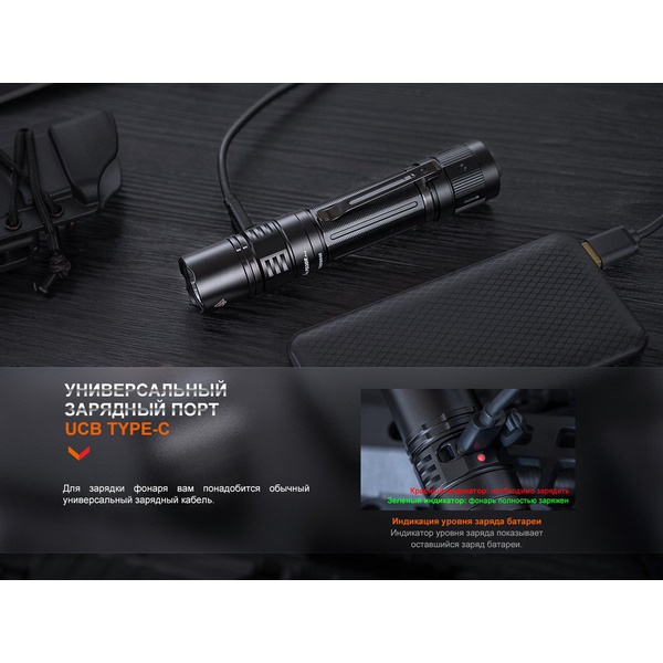 Фонарь тактический Fenix PD36R Pro черный