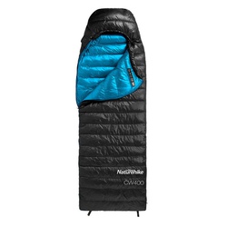 Мешок спальный Naturehike CW400 NH18C400-D (гусинный пух) черный, р. М