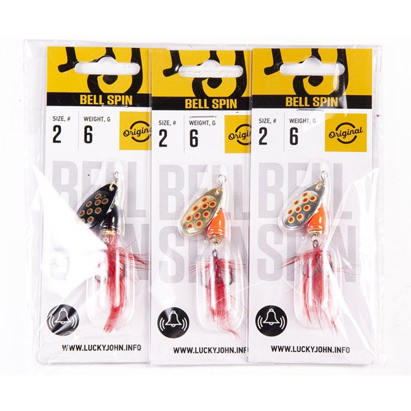 Блесна вращ. Lucky John Bell Spin №2 6г BRD/GRD/SRD, набор 3шт