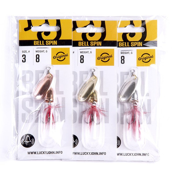 Блесна вращ. Lucky John Bell Spin №3 8г C/G/S, набор 3шт
