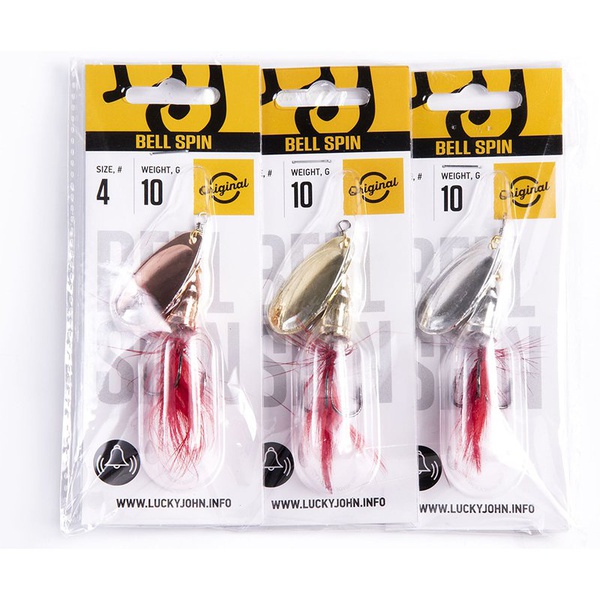 Блесна вращ. Lucky John Bell Spin №4 10г C/G/S, набор 3шт