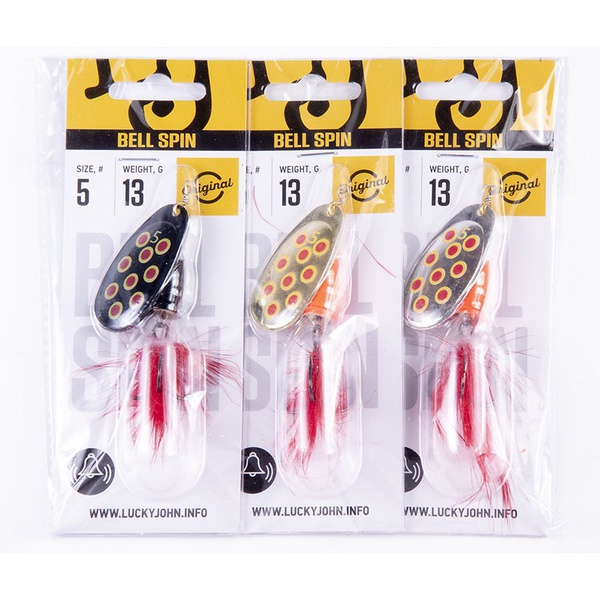 Блесна вращ. Lucky John Bell Spin №5 13г BRD/GRD/SRD, набор 3шт