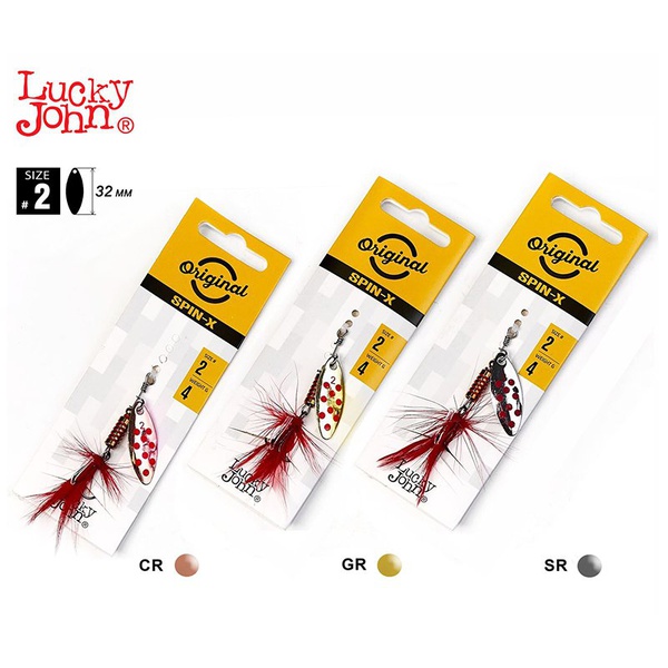 Блесна вращ. Lucky John Spin X Long №2 4г CR/GR/SR, набор 3шт