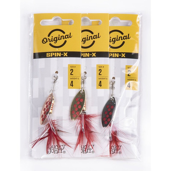 Блесна вращ. Lucky John Spin X Long №2 4г CR/GR/SR, набор 3шт