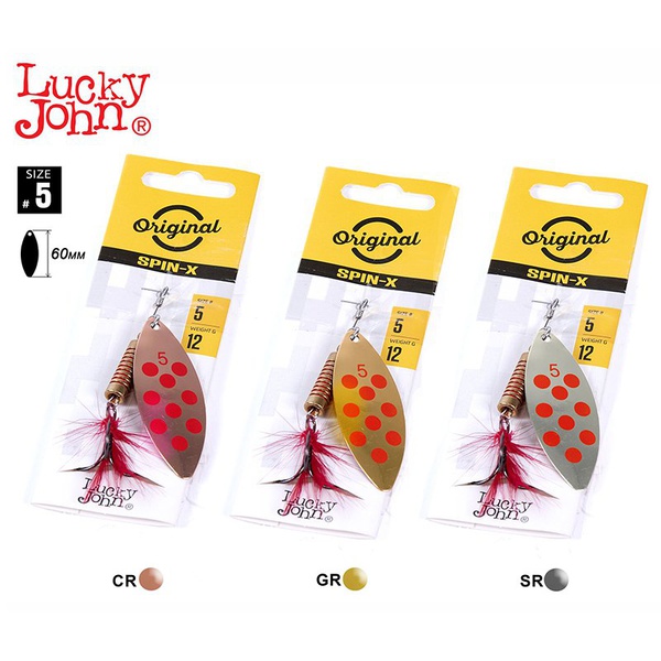 Блесна вращ. Lucky John Spin X Long №5 12г CR/GR/SR, набор 3шт