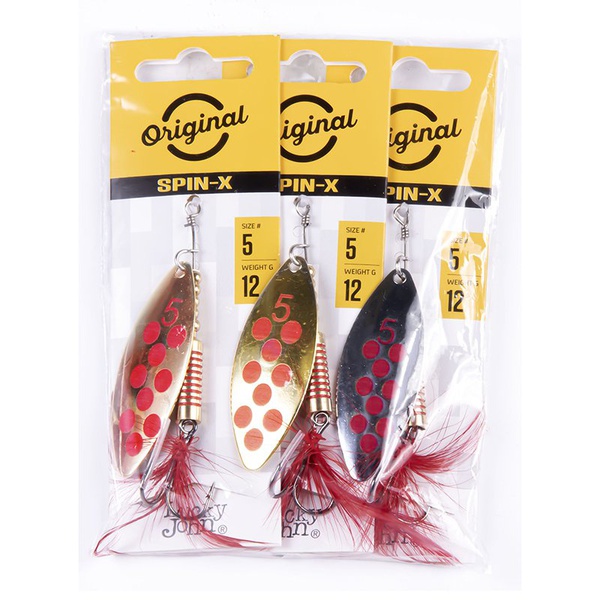 Блесна вращ. Lucky John Spin X Long №5 12г CR/GR/SR, набор 3шт
