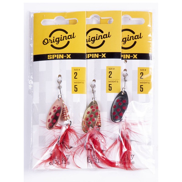 Блесна вращ. Lucky John Spin X Round №2 5г CR/GR/SR, набор 3шт