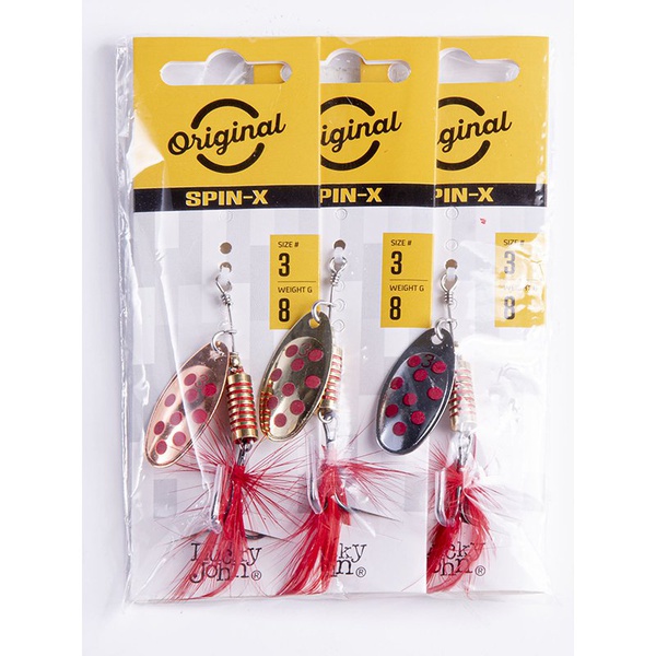 Блесна вращ. Lucky John Spin X Round №3 8г CR/GR/SR, набор 3шт