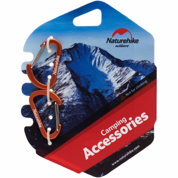 Карабин Naturehike NH15A004-H D-образный мини (4 см, 2 шт/уп) оранжевый