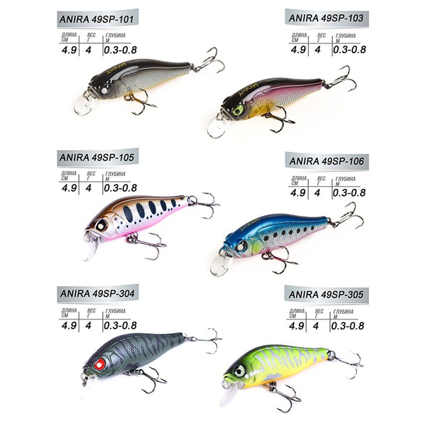 Воблеры Lucky John Pro Series Anira SP 4.9 см/6 шт набор