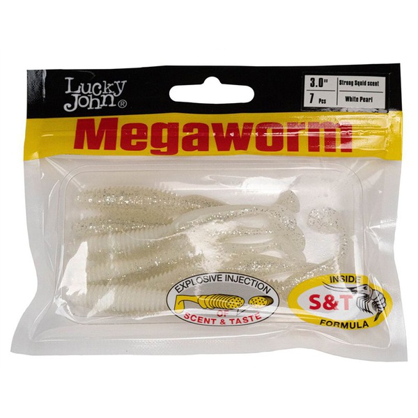 Виброхвосты съедобные Lucky John Pro Series MegaWorm 3" (7,6см) 7шт T47
