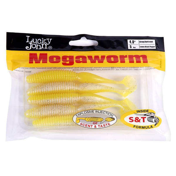 Виброхвосты съедобные Lucky John Pro Series MegaWorm 4" (10,1см) 5шт T66