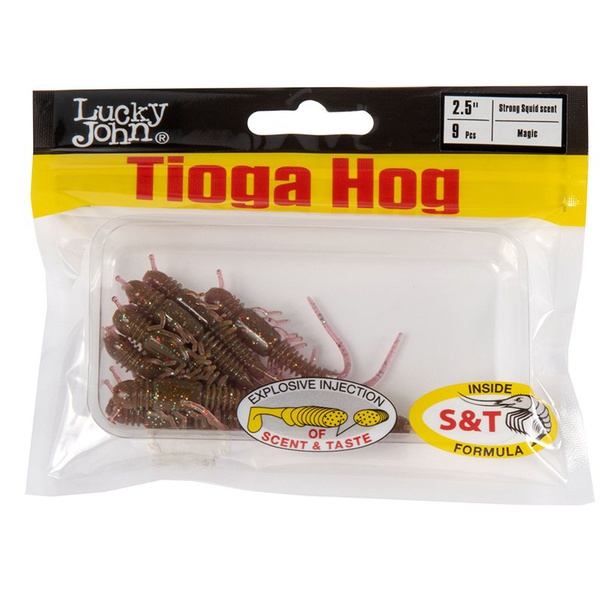 Виброхвосты съедобные Lucky John Pro Series Tioga Hog 2.5" (6.35 см) 9шт S14