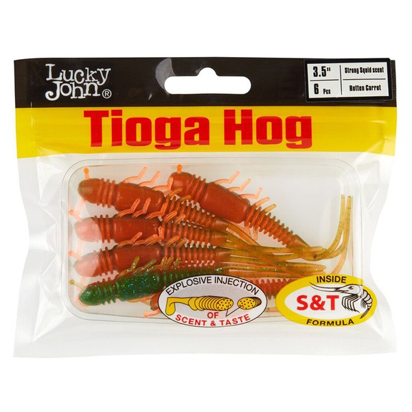 Виброхвосты съедобные Lucky John Pro Series Tioga Hog 3.5" (8.9 см) 6шт T56