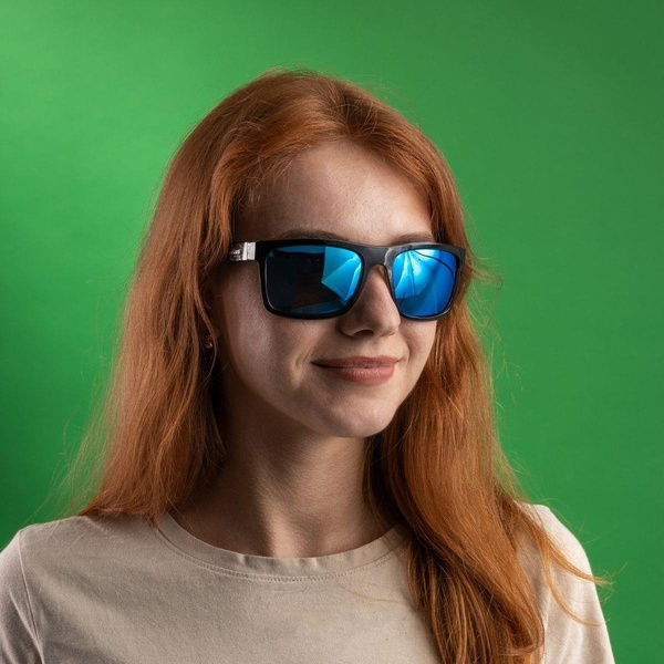 Очки поляризационные Nisus N-OP-LZ0308-B (в жест.чехле) черный/брызги/синие линзы