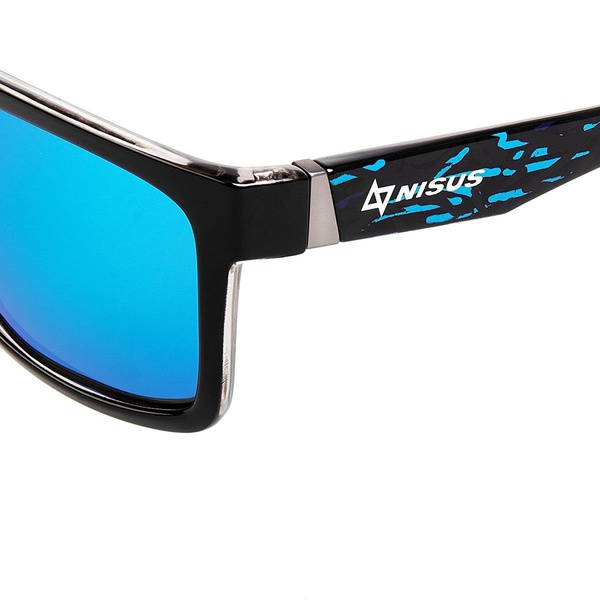 Очки поляризационные Nisus N-OP-LZ0308-B (в жест.чехле) черный/брызги/синие линзы