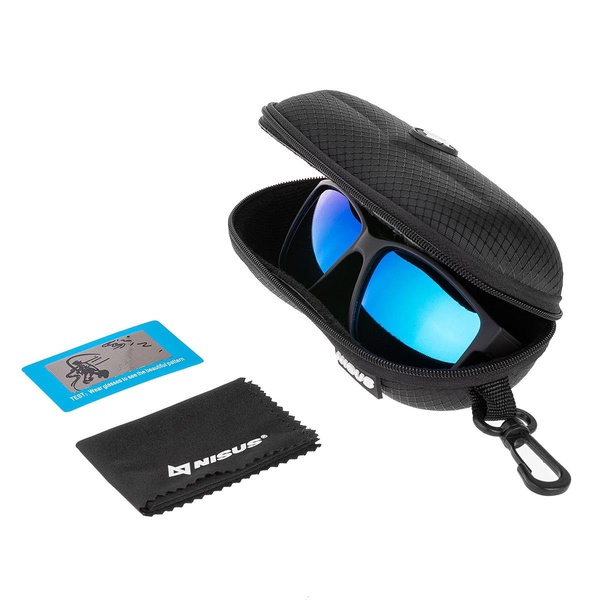 Очки поляризационные Nisus N-OP-PF2015-B (в жест.чехле) черный/синие линзы