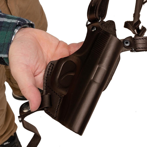 Кобура Helios опер. под ПМ вертик. с запасной обоймой ПМ (HS-ОК-1-Нк) коричневый