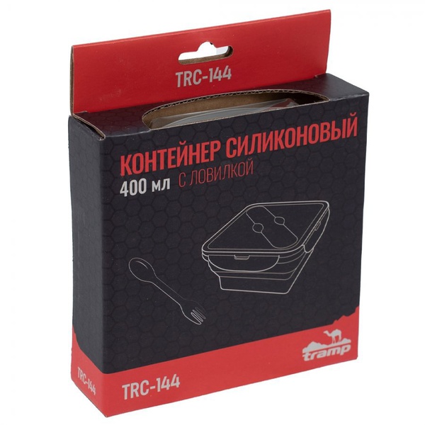 Контейнер силиконовый Tramp (с ловилкой) оливковый, 400 мл