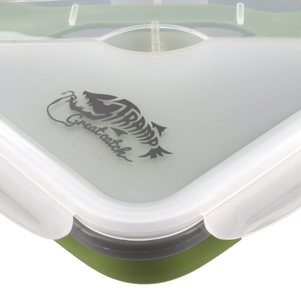 Контейнер силиконовый Tramp (с ловилкой) оливковый, 1000 мл