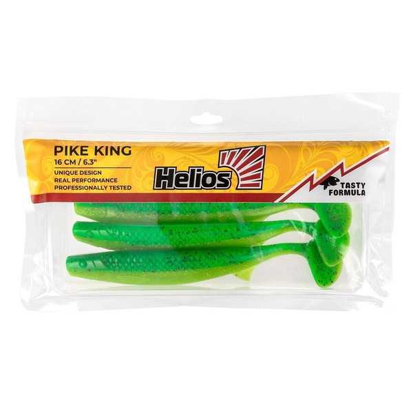Виброхвост Helios Pike King (16 см, 3шт/уп.) зеленый/лайм