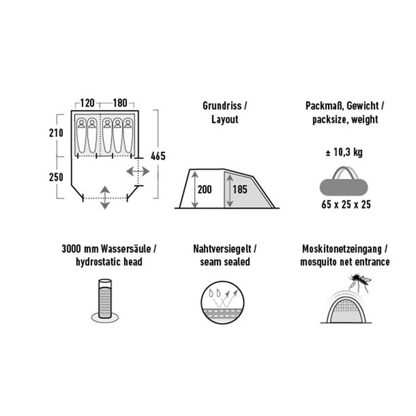 Палатка High Peak Ancona 5 lightgrey/darkgrey/green