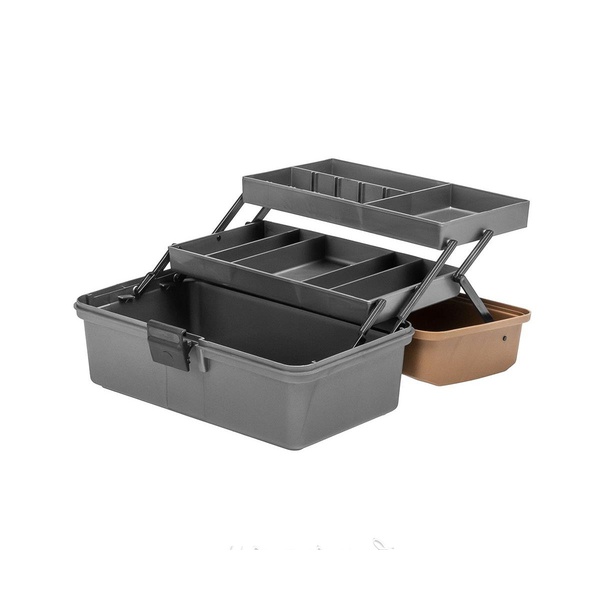 Ящик рыболова Helios двухполочный золотой/серый