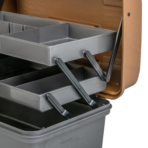 Ящик рыболова Helios двухполочный золотой/серый