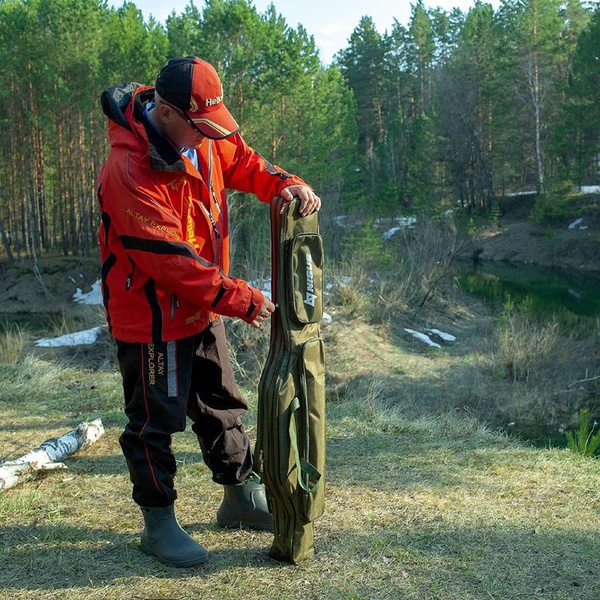 Чехол Nisus N-140-K для спиннинга с катушкой хаки, 140 см