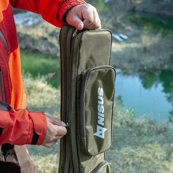 Чехол Nisus N-140-K для спиннинга с катушкой хаки, 140 см