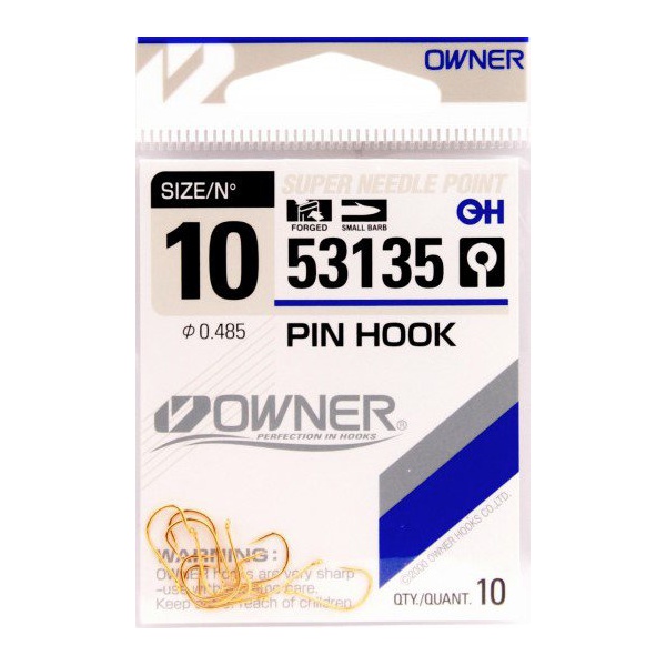 Крючок Owner Pin Hook gold №10 (10шт)
