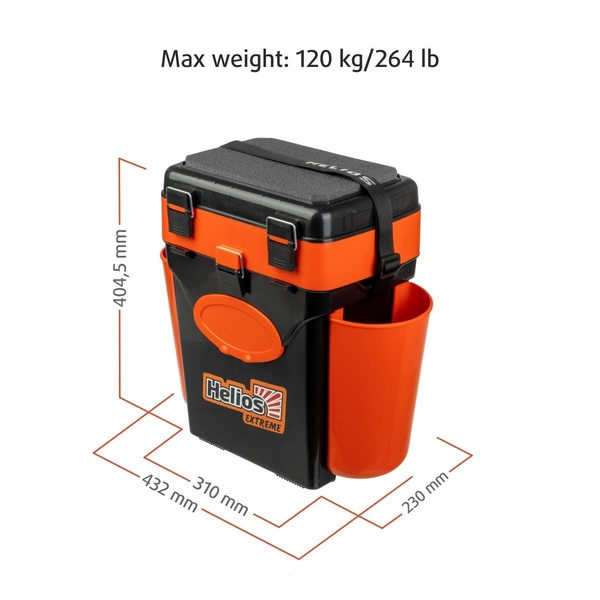 Ящик зимний Helios FishBox (двухсекционный, 10л) оранжевый